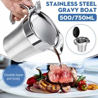 500ml double layer stainless steel jam pot juice gravy soup kettle water jug water bottle for home kitchen restaurant