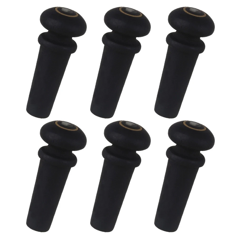 Black Ebony Acoustic Guitar Bridge End Pin with Abalone Dots&ampRing Set of 6 | Спорт и развлечения