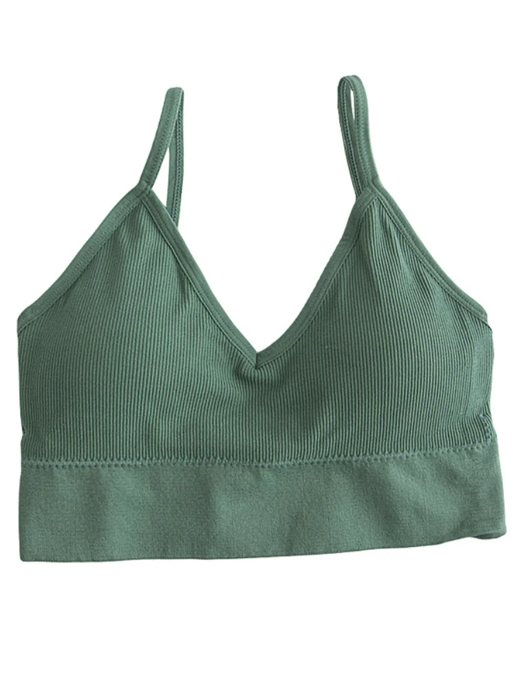 

Tank Crop Tops for Women Screw Thread Seamless Backless Black Green White Underwear SummerSpring Female Sexy Fashion Camisole