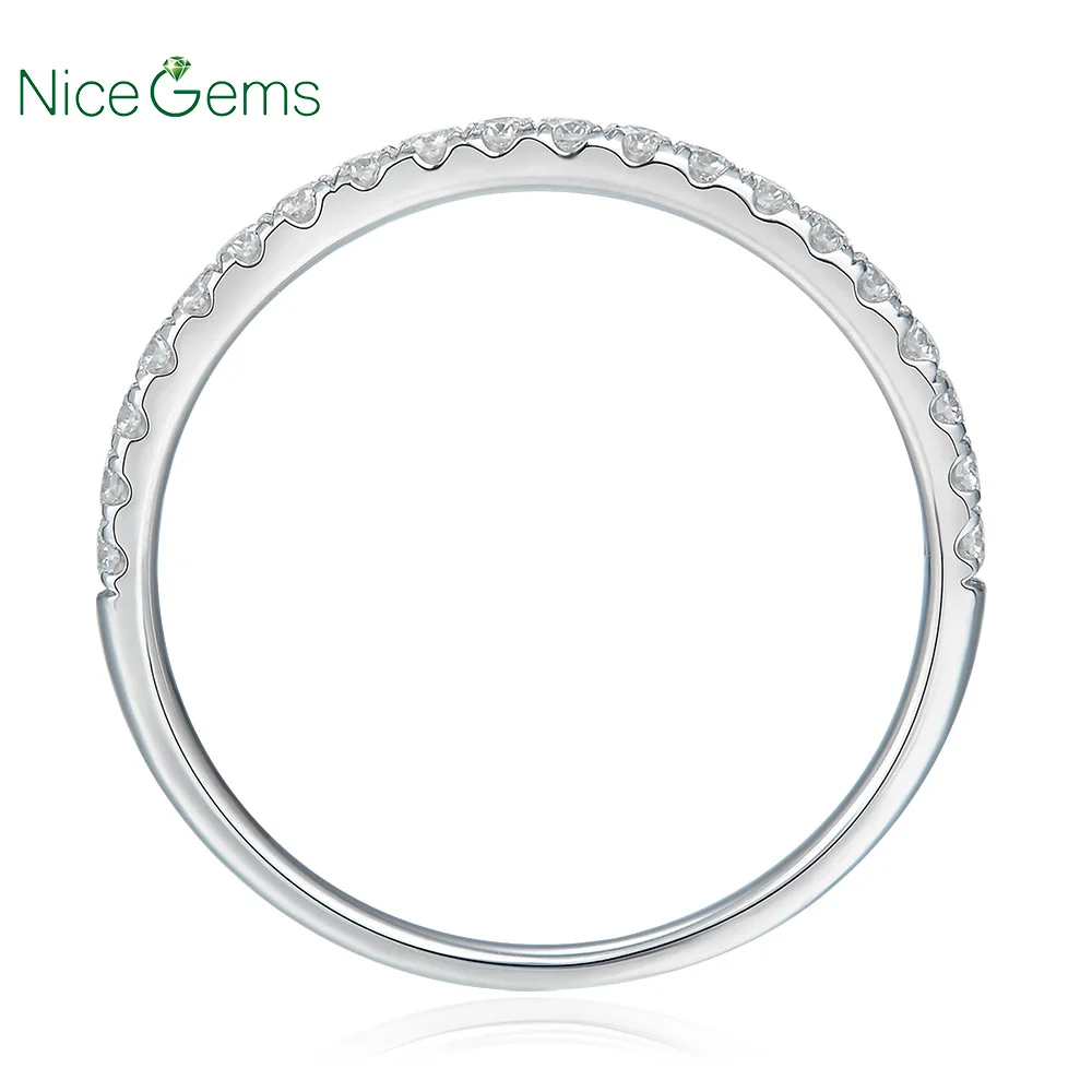 14K 585 Белое золото 0 25 CTW Тонкий французский набор свадебное кольцо Moissanite