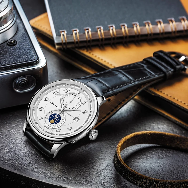 Роскошные брендовые швейцарские автоматические механические мужские часы BORMAN с
