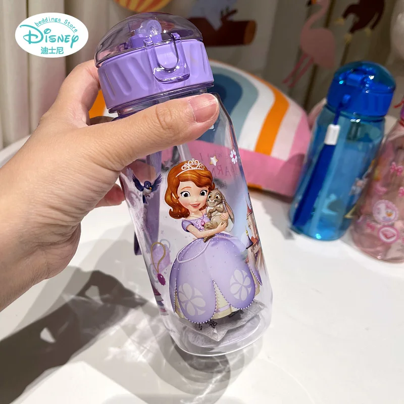 Мультяшная чашка Disney детская пластиковая соломенная питьевая портативная