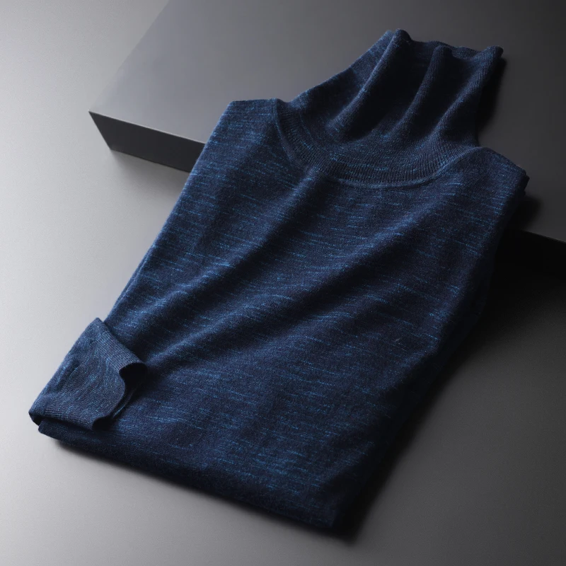 Minglu протектор 100% шерстяной свитер для мужчин класса люкс из ленточной пряжи и