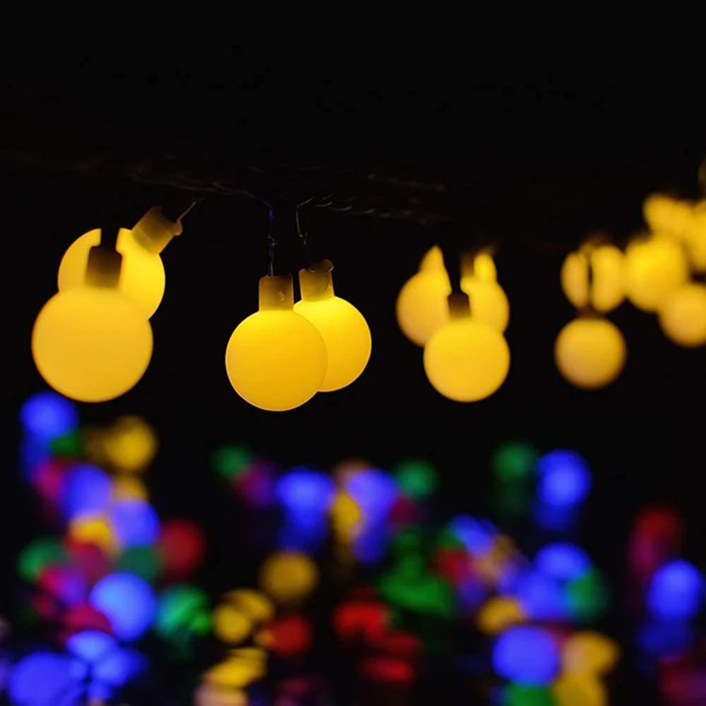 

Outdoor Garland Street LED Bulb Solar Powered String Light Waterproof Night Lights Crystal Balls Fairy Lights For Garden Decor