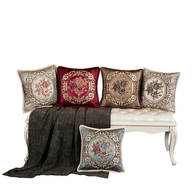 

45x45 см синель Вышивка Роза европейский стиль диван сиденье наволочка для гостиной кровати декоративная наволочка