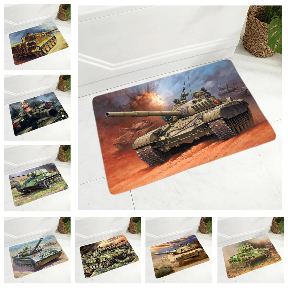 

Напольный коврик с мультяшным рисунком времен мировой войны для детской комнаты, спальни, нескользящий декоративный бронированный автомоб...