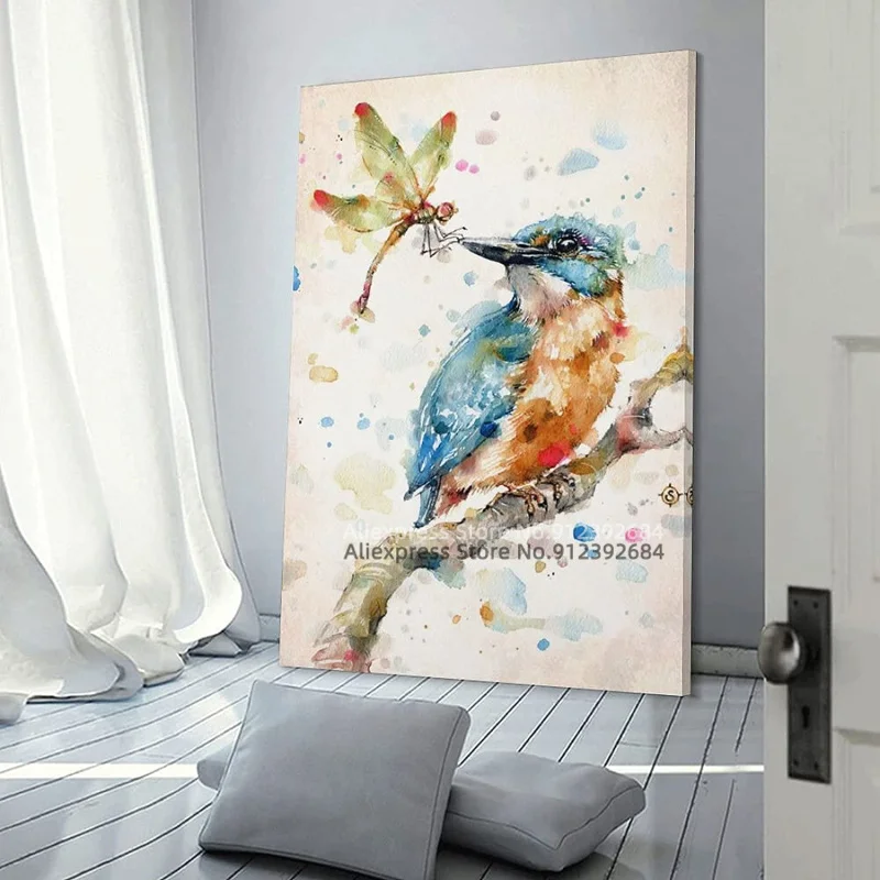 Стрекоза и птица искусство стен на холсте постеры для гостиной спальни живопись