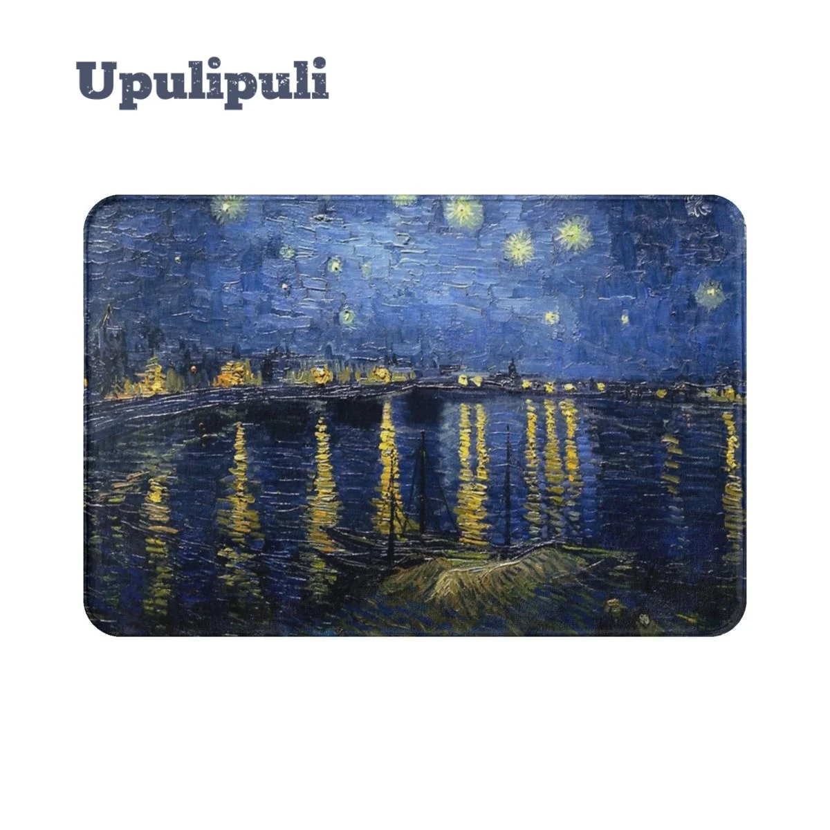 

Фланелевый коврик с изображением звездной ночи над Роном Ван Гога, нескользящий абсорбирующий коврик для гостиной, кухни, балкона, декорати...