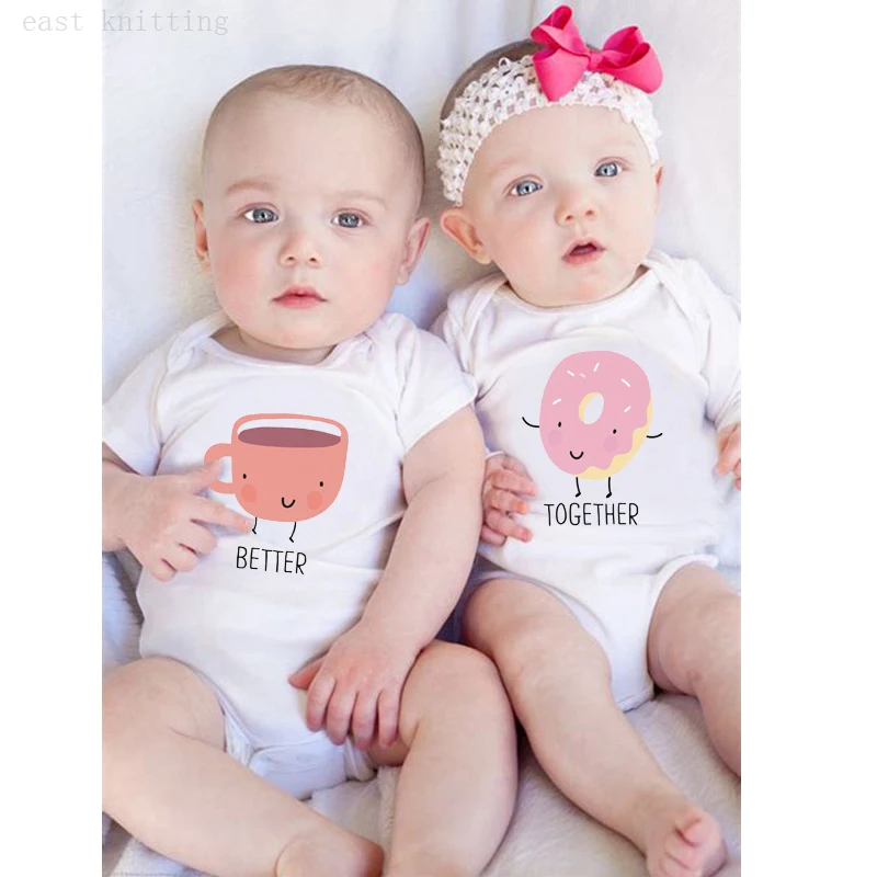 Лучше вместе боди для детей с кофейным и пончиком подходящая рубашка-комбинезон