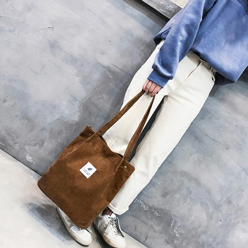 

Women Ladies Corduroy Shoulder Bag Tote Purse Student Handbag Messenger Satchel Reusable Beach Bags