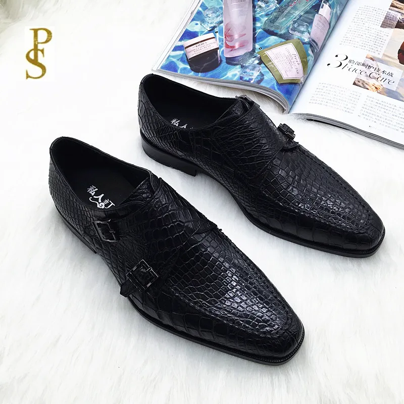 Туфли мужские из кожи аллигатора итальянская кожаная подошва чистая ручная