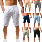 Шорты мужские льняные пляжные, Модные дышащие шорты Linho, легкие свободные хлопковые короткие штаны с кулиской, на лето