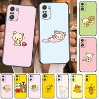 toplbpcs cute rilakkuma phone case for xiaomi redmi 11 lite pro ultra 10 9 8 mix 4 fold 10t black cover silicone back prett
