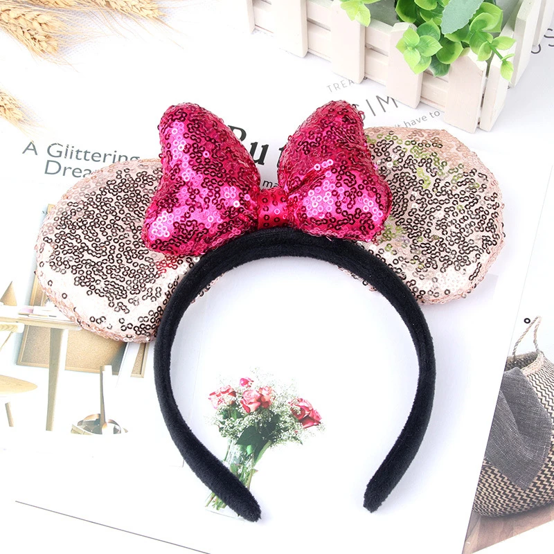 Navidad обруч Микки Минни стерео блестки бант повязка на голову с блестками микки