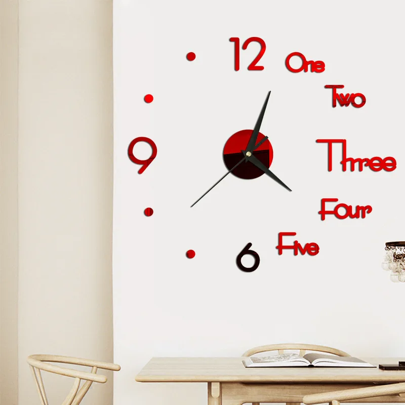 Настенные часы для дома 3D акриловые зеркальные наклейки самоклеющиеся украшения