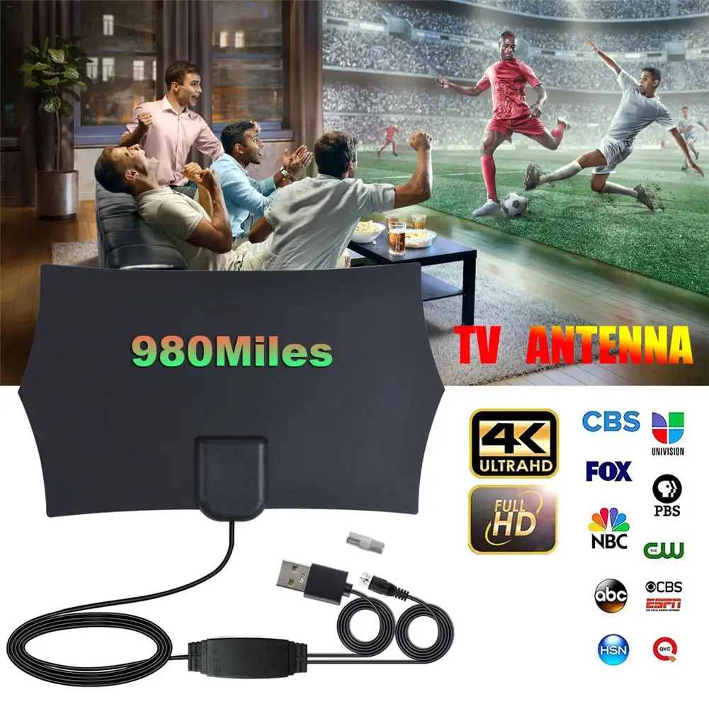 Универсальная ТВ антенна 980 миль Макс 4K HD для помещений Усилитель сигнала