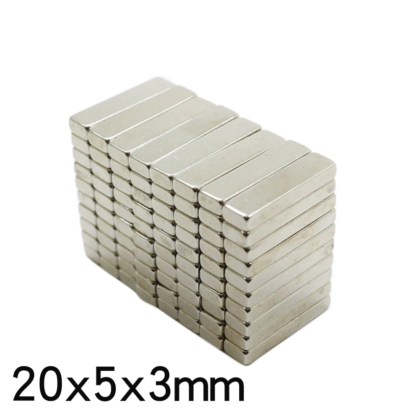 

20/30/50PCS 20x5x3mm NdFeB Strong Rare Earth Magnet Block Rectangular Magnetic N35 Permanent Neodymium Magnets 20*5*3 mm
