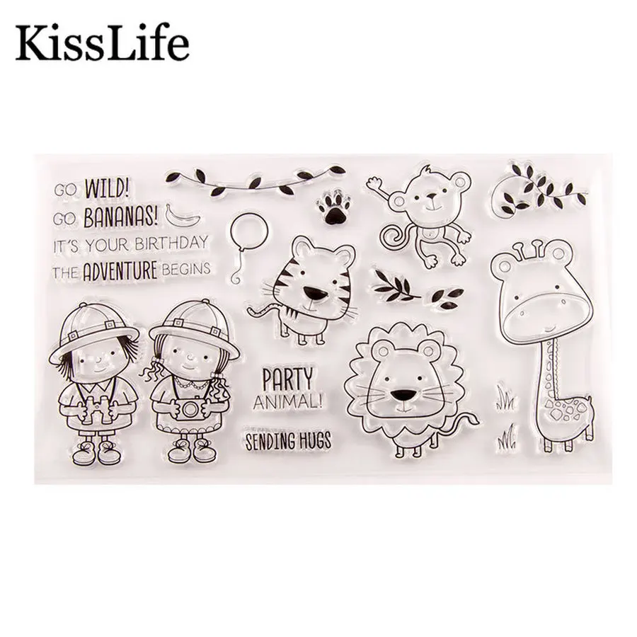 Штампы и штампы для мальчиков обезьяны кошки Лев жираф листья скрапбукинга