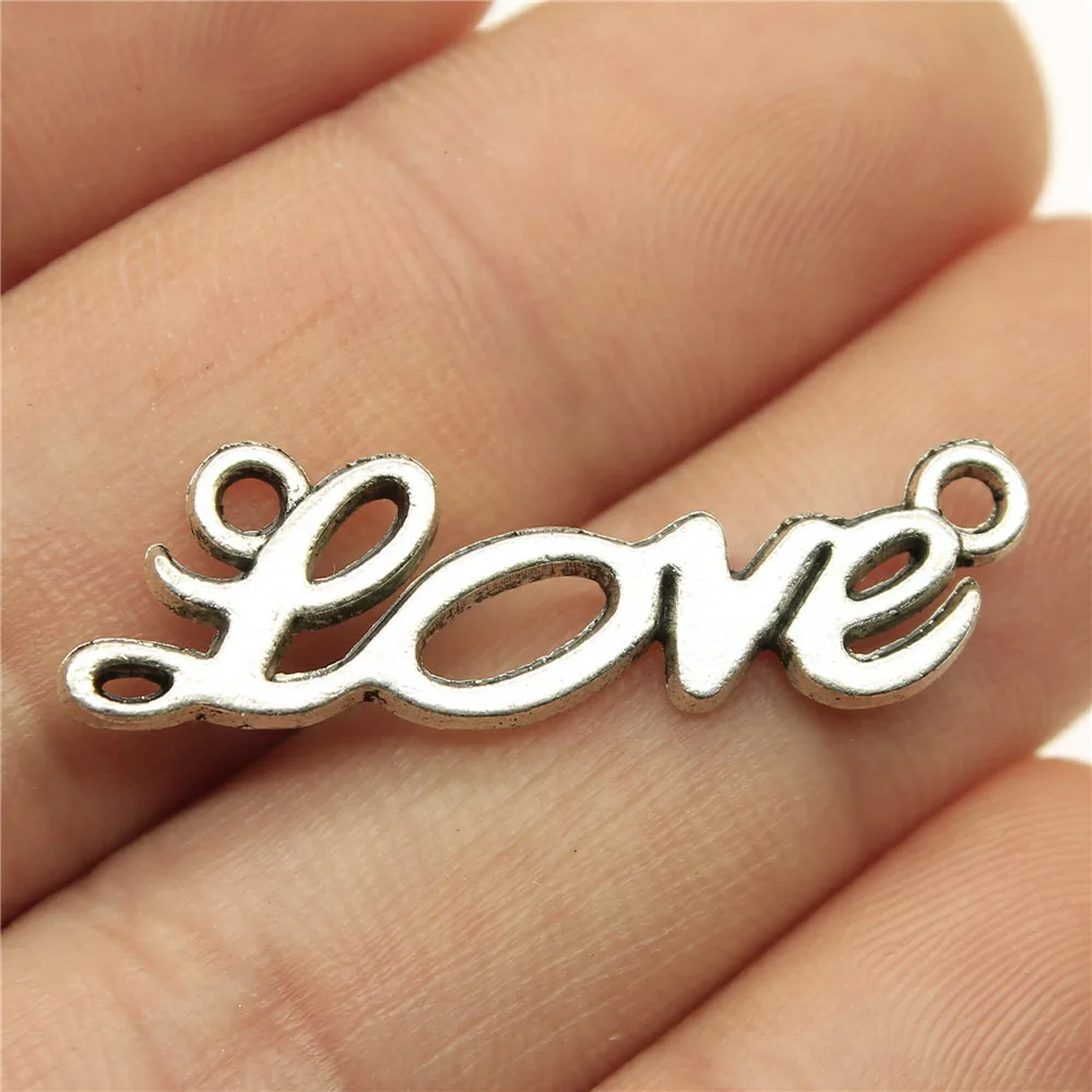 

Jewellery Charms Components 10pcs Love Connectors bracelet charms for jewelry making 33x10mm