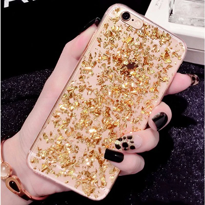 Противоударный чехол для iphone XS MAX 10 X XR 7 8 6 6S Plus SE 2020 с золотой фольгой блестками