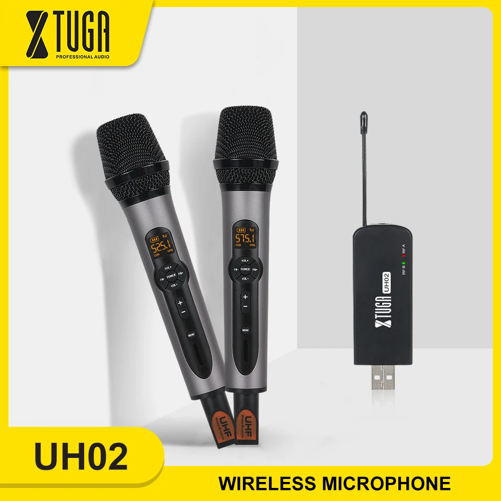 Беспроводной караоке-микрофон XTUGA двухканальный металлический динамический