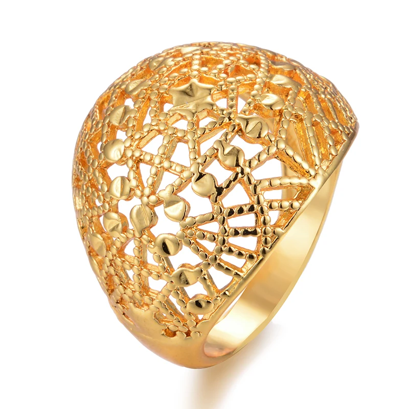 

Wando African Big Ring for Women Dark Gold Color Ethiopian Wedding Rings Dubai Jewelry Nigeria Congo Gifts