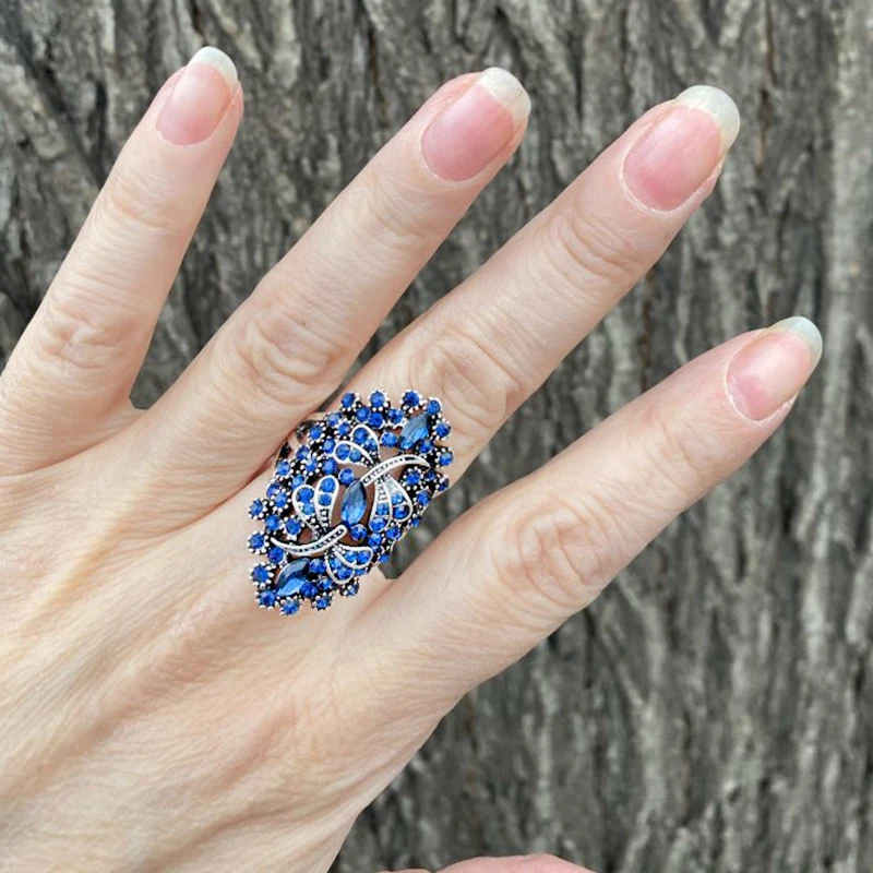 Kinel винтажные большие полые розовые Стрекоза со стразами Кольца женские