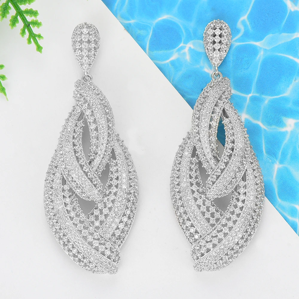GODKI Jimbora Monaco Designer Luxury Twist Line Statement Long Earrings Nigerian Bridal Wedding Party Show Dangle | Украшения и