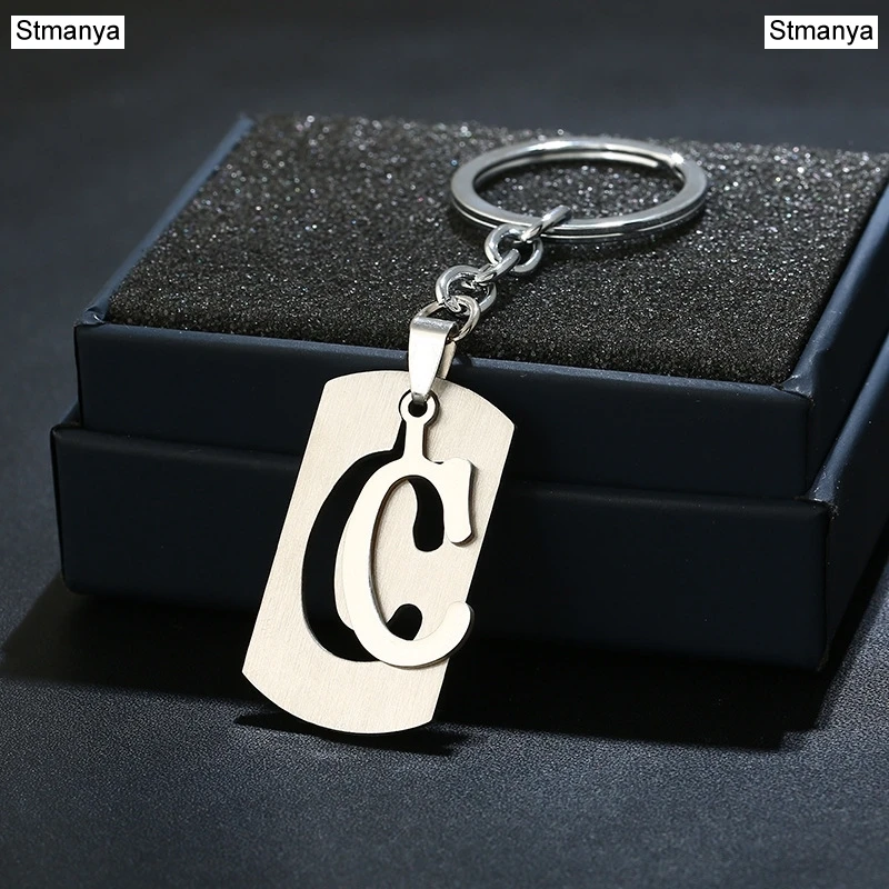 C DIY из нержавеющей стали A-Z буквы брелок талисман 26 букв брелок мужской женский брелок пара подарок ювелирные изделия автомобильный брелок - Цвет: C