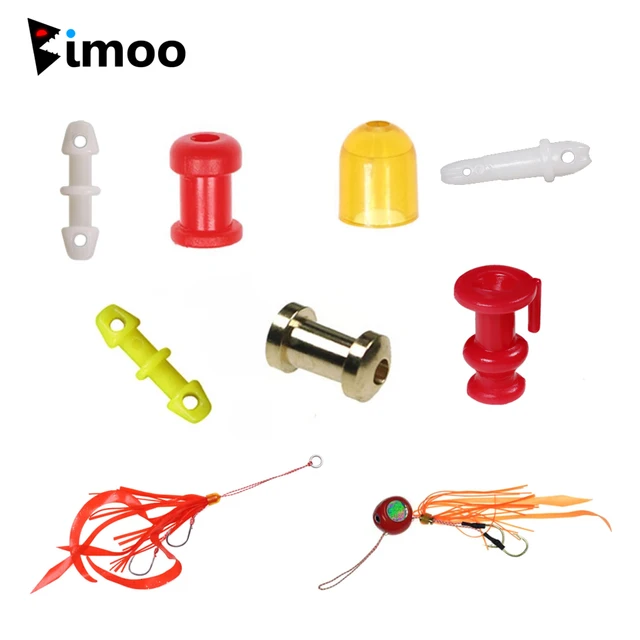 Bimoo 50PCS 6 Types Copper/Plastic Slide Parts Rubber Skirts Tie Mule Maintenance Supplies Saltwater Snapper Fishing Equipment 1