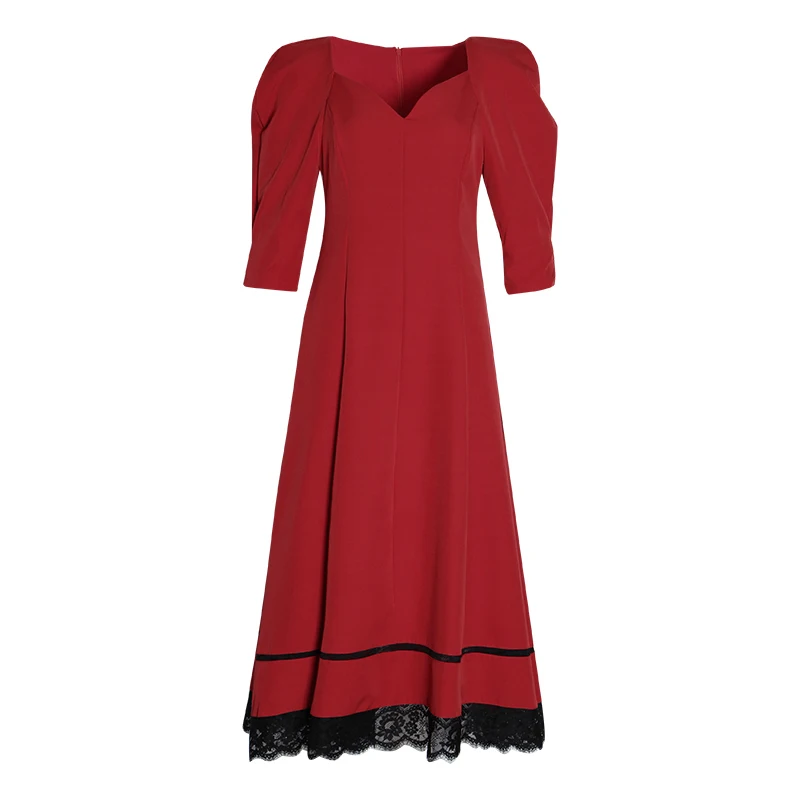 TWOTWINSTYLE лоскутное кружевное элегантное платье для женщин квадратный воротник