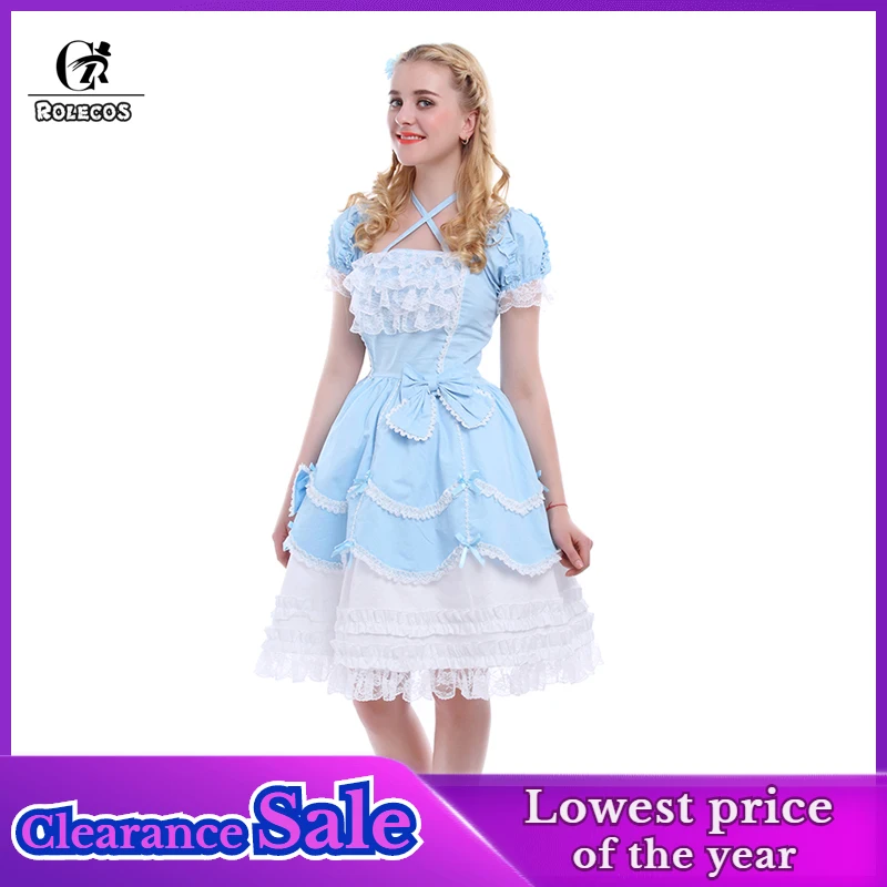 Rolecos синий красный розовый темно милое готическое платье принцессы Лолиты