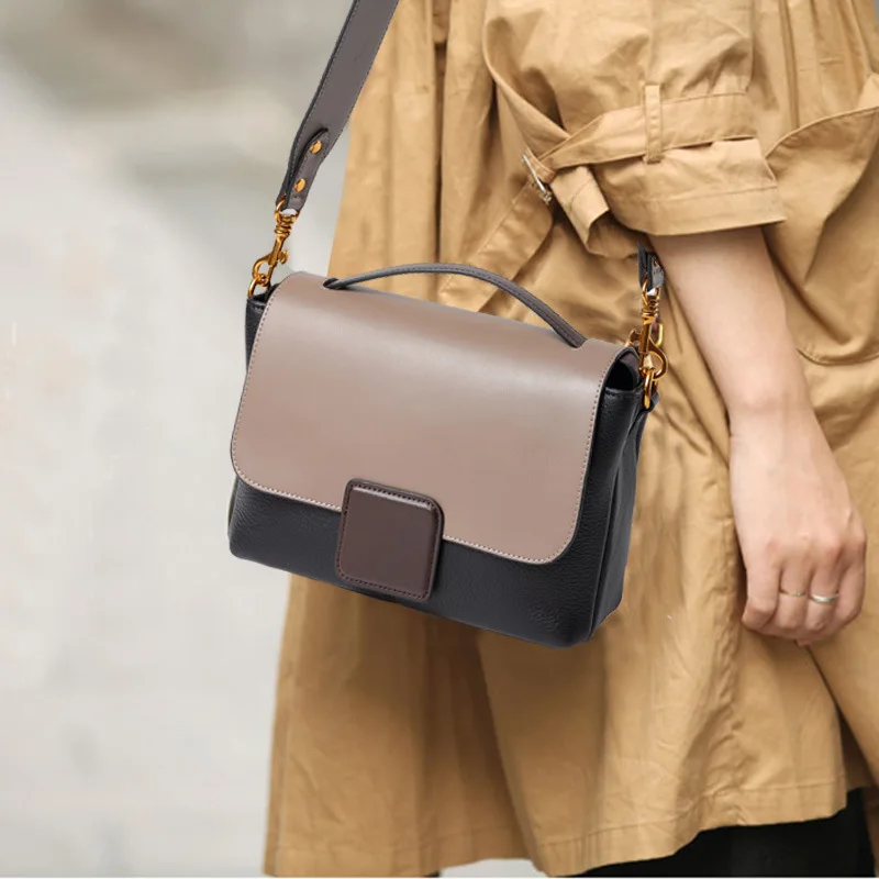 

RanHuang 2020 Women Genuine Leather Handbags Fashion Patchwork Shoulder Bags High Quality Ladies Cow Leather Messenger Bags