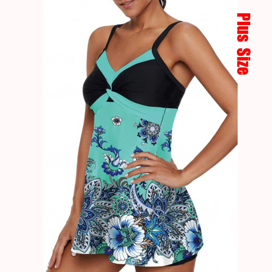 

Printed Tankini Swimsuits 2022 New Plus Size S-5XL Swimwear Women Swimsuit Female Two Pieces Bathing Suit Beachwear Bathers