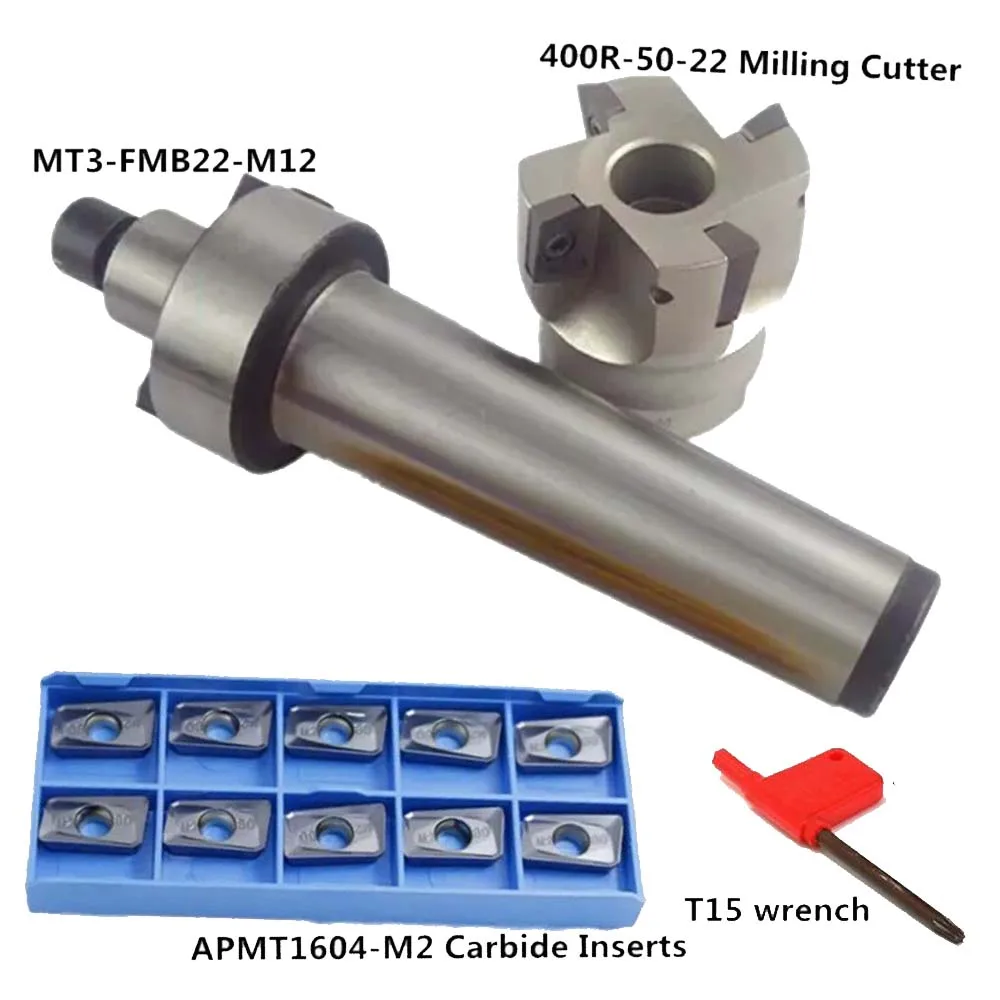 10x APMT1604 карбидная вставка + 400R-50 фреза MT3 FMB22 развертка с коническим хвостовиком
