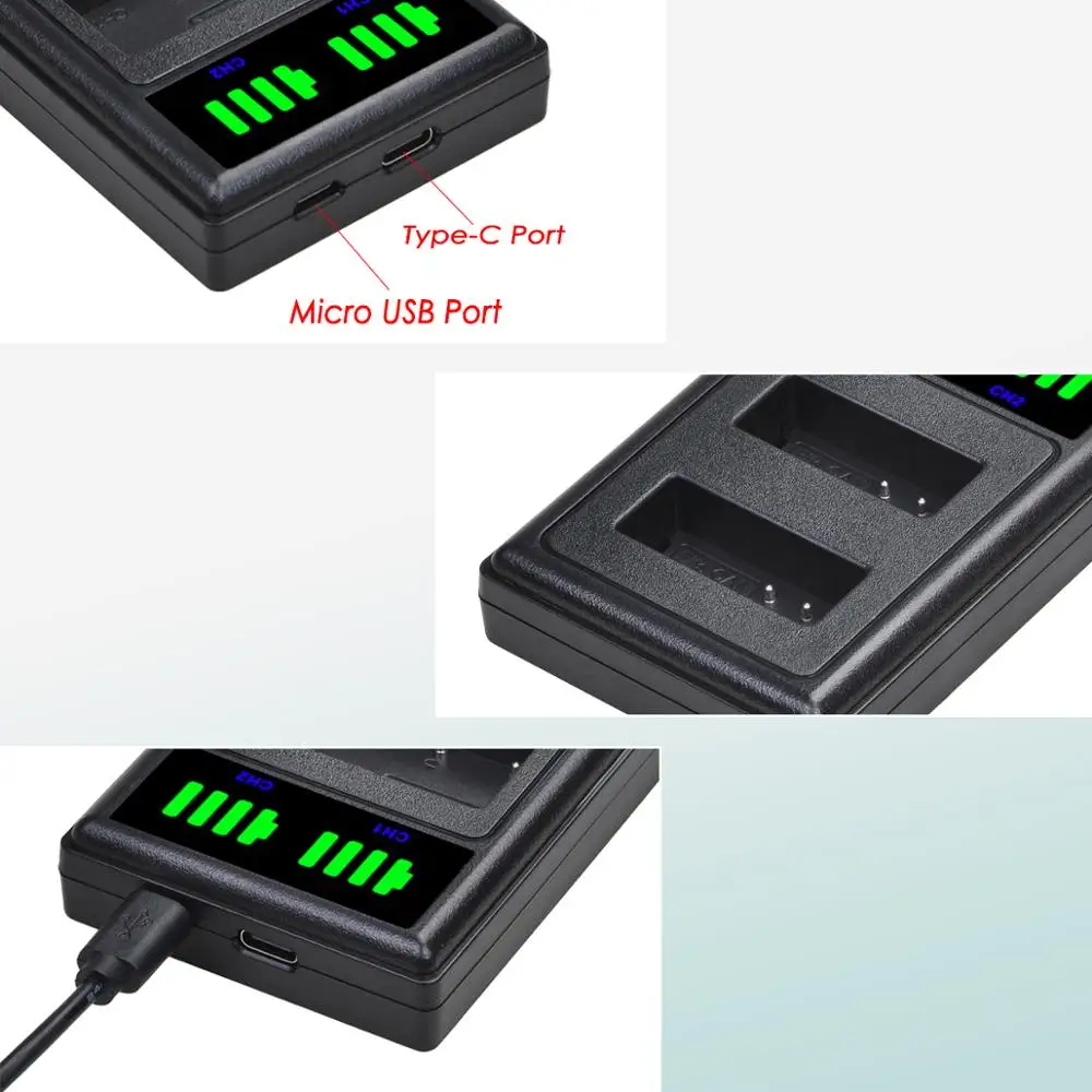 Аккумуляторная батарея Batmax 1800 мАч LP-E12 LPE12 + двойное зарядное устройство USB со