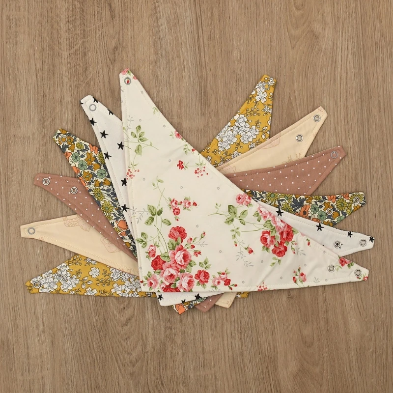 Baberos con estampado Floral de doble cara para ni&ntilde;os y ni&ntilde;as, pa&ntilde;uelo impermeable de algod&oacute;n y lino, toalla para Saliva, pa&ntilde;uelo, regalos para Baby Shower-0