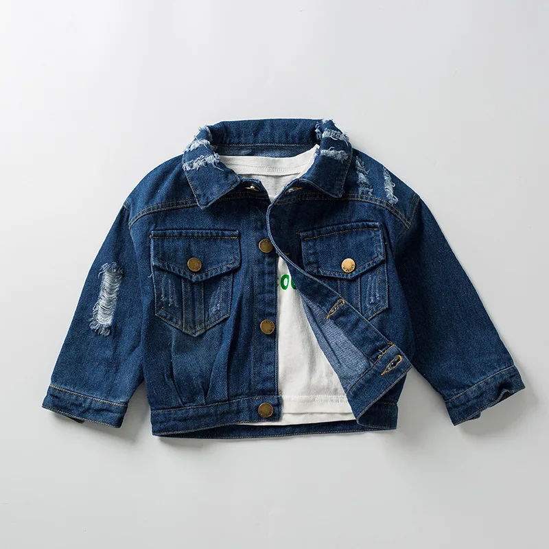 

Джинсовые пальто для маленьких мальчиков, модные рваные джинсовые куртки для девочек, джинсовые куртки для малышей, ковбойская куртка с дыр...