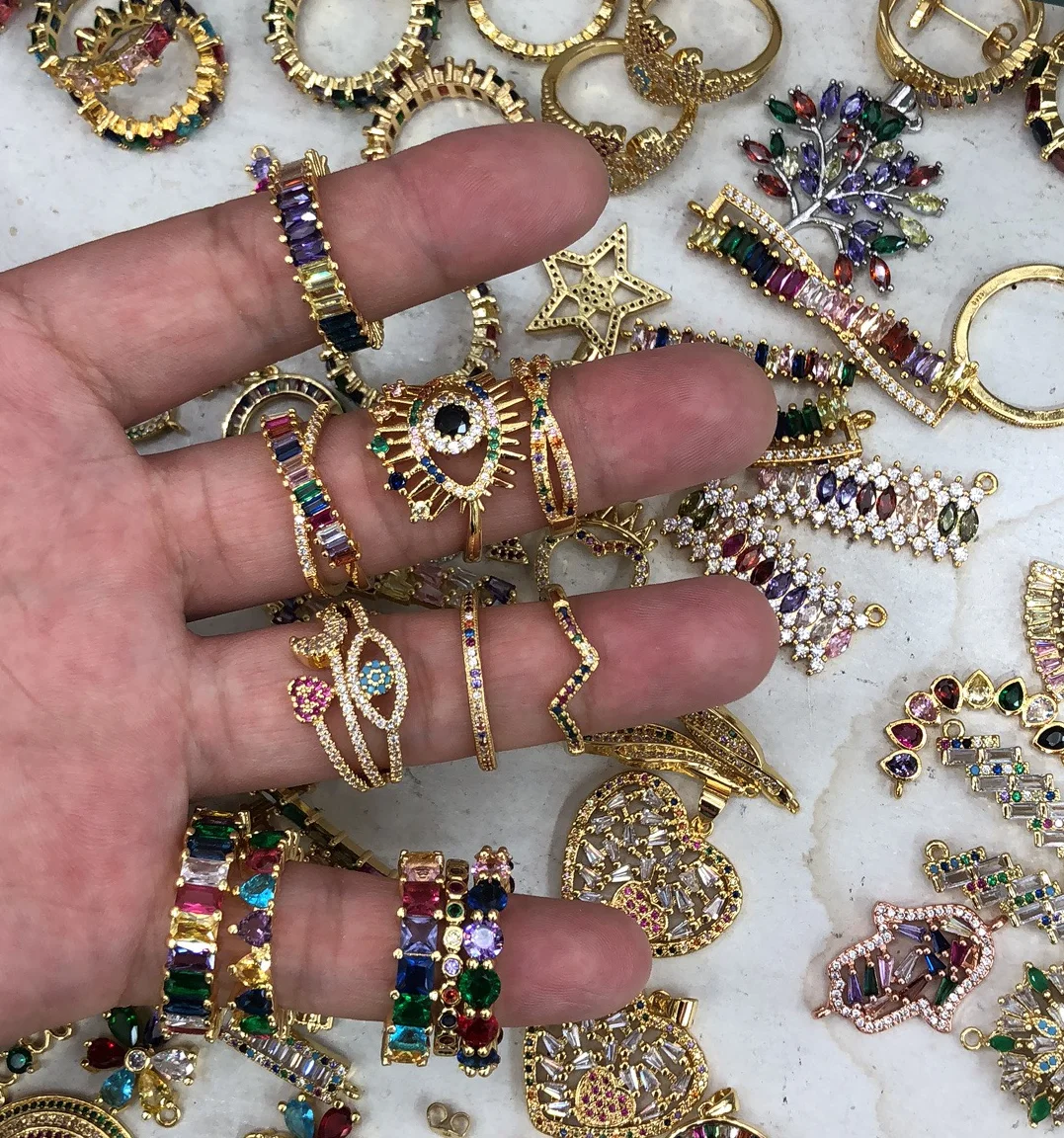 Женское кольцо из меди 585 пробы розовое золото белый цвет кубический циркон со