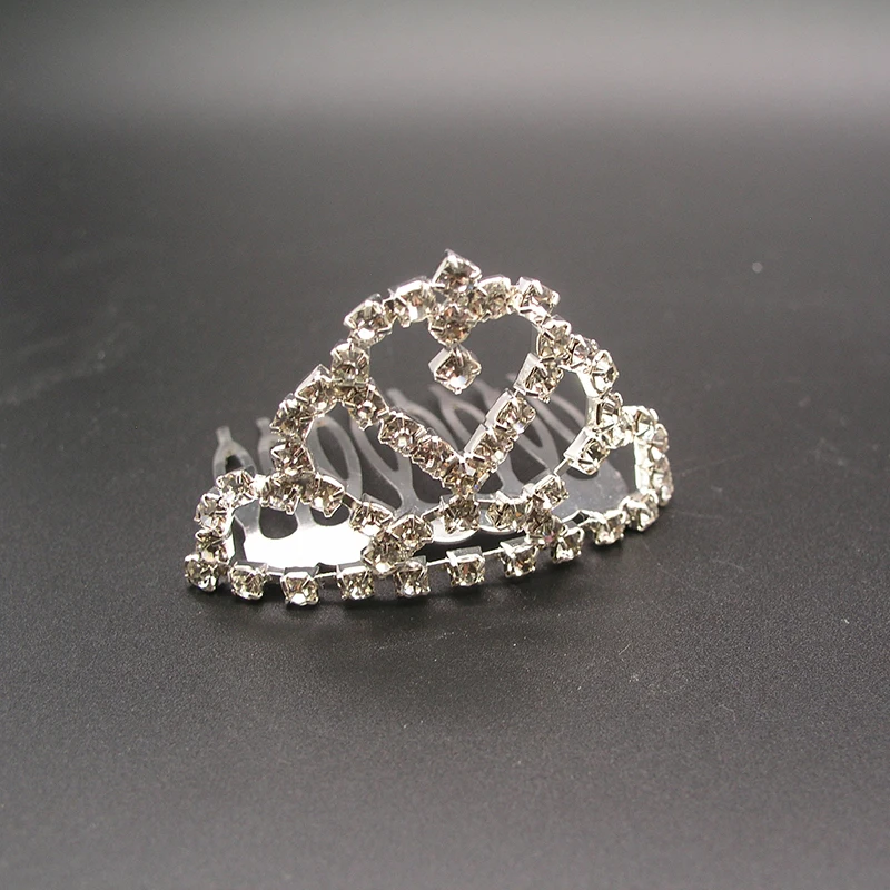 Тиары и короны для девочек украшения волос с кристаллами в форме сердца