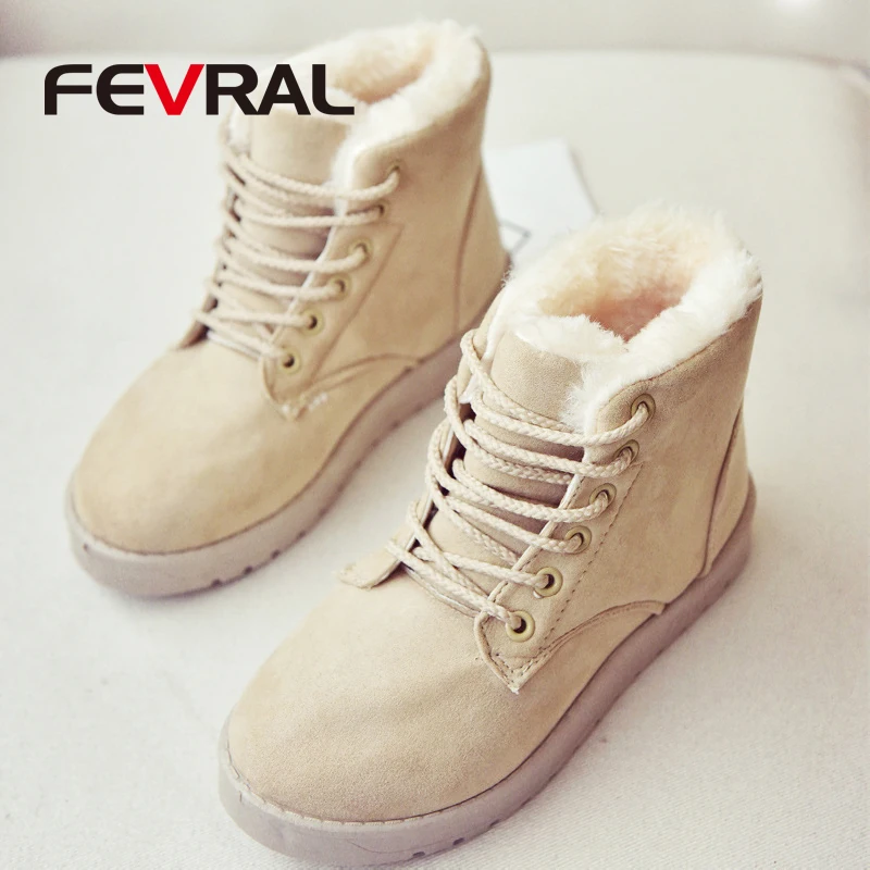 Классические женские зимние сапоги FEVRAL замшевые ботильоны для снежной погоды