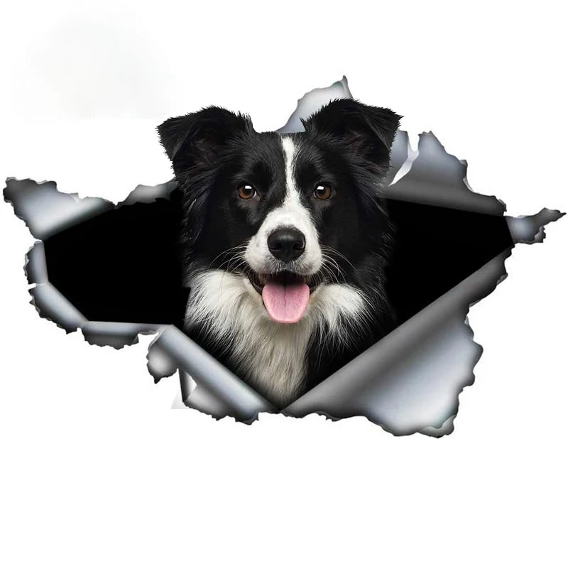 

Waterproof Car Sticker Border Collie Tear Car Metal Sticker 3D Bumper Decoration Vinyl Car Trunk 26cm