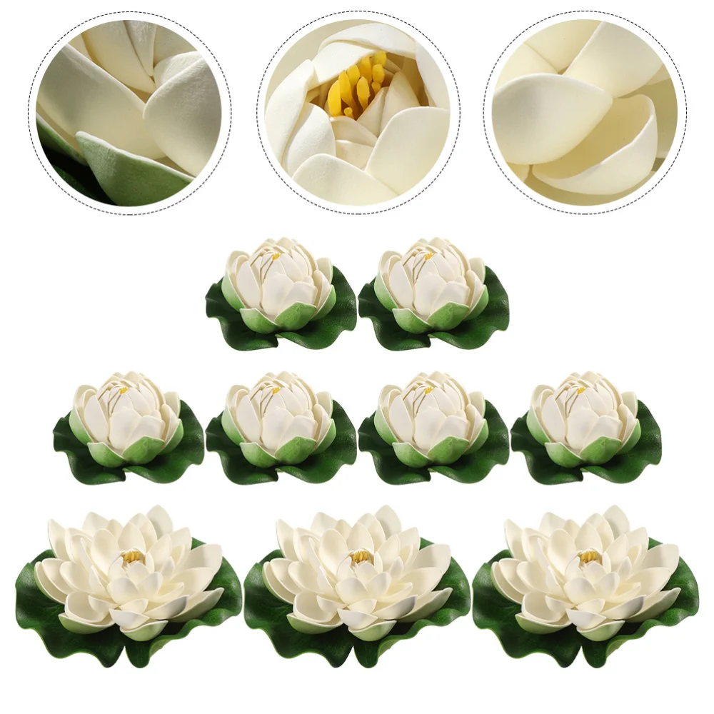 

6Pcs Fake Lotus Ornaments Artificial Lotus Leaf Water Lily Ornaments (White)