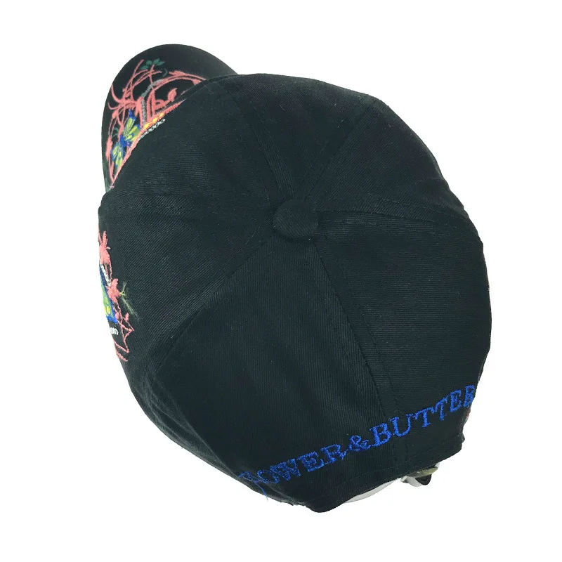 Женская кепка от солнца регулируемая бейсболка с вышитыми цветами и бабочками