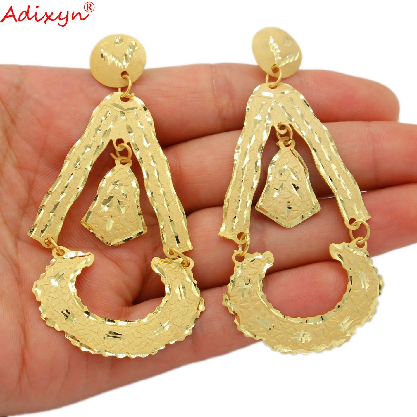 

Adixyn Ethnic African Earrings 24k Gold Color Drop Earrings for Women Dubai Middle east bridal Wedding Jewelry N01312