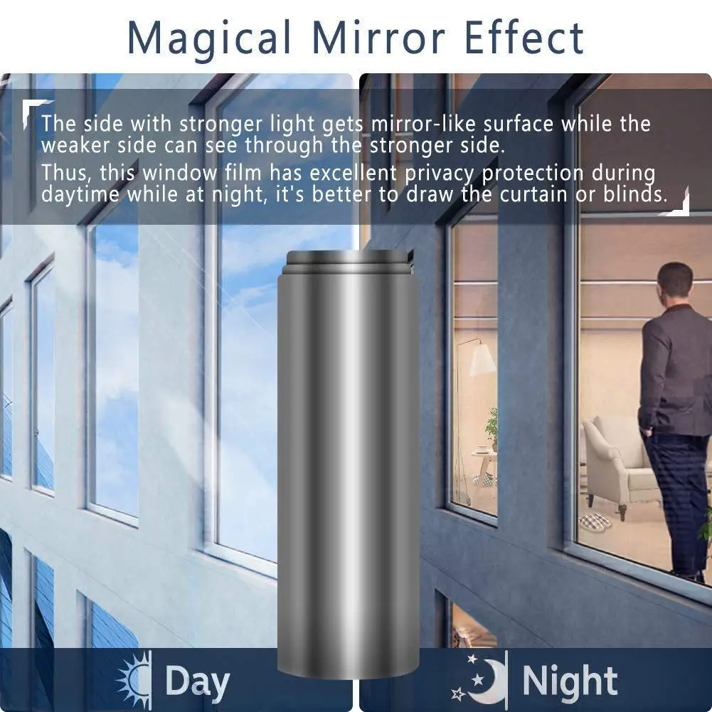 Односторонняя зеркальная оконная пленка самоклеящаяся светоотражающая