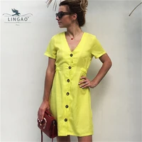 2021 light cooked style short sleeve dresses women summer new solid color v neck slim single breasted button dress %d0%b1%d0%b5%d0%bb%d0%be%d0%b5 %d0%bf%d0%bb%d0%b0%d1%82%d1%8c