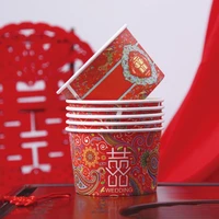100pcspack chinese traditional 480ml wedding disposable bowl paper bowl round wedding household happy bowl wedding supplies