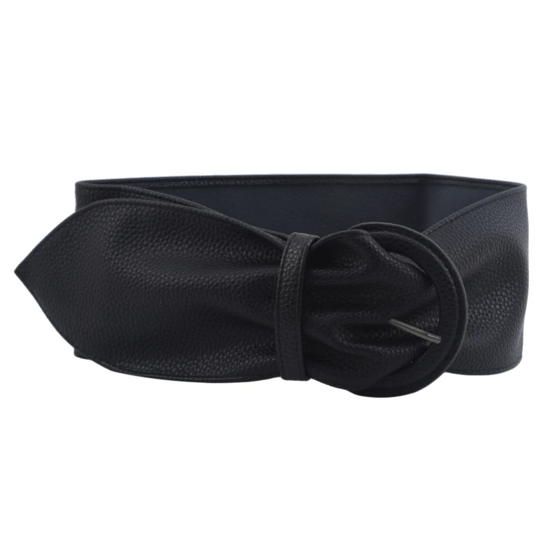 

Women Fashion Wide Leather Belts for Dresses Blouse Buckle Ladies Western Trending Design Black Yellow Red Camel Long Belt