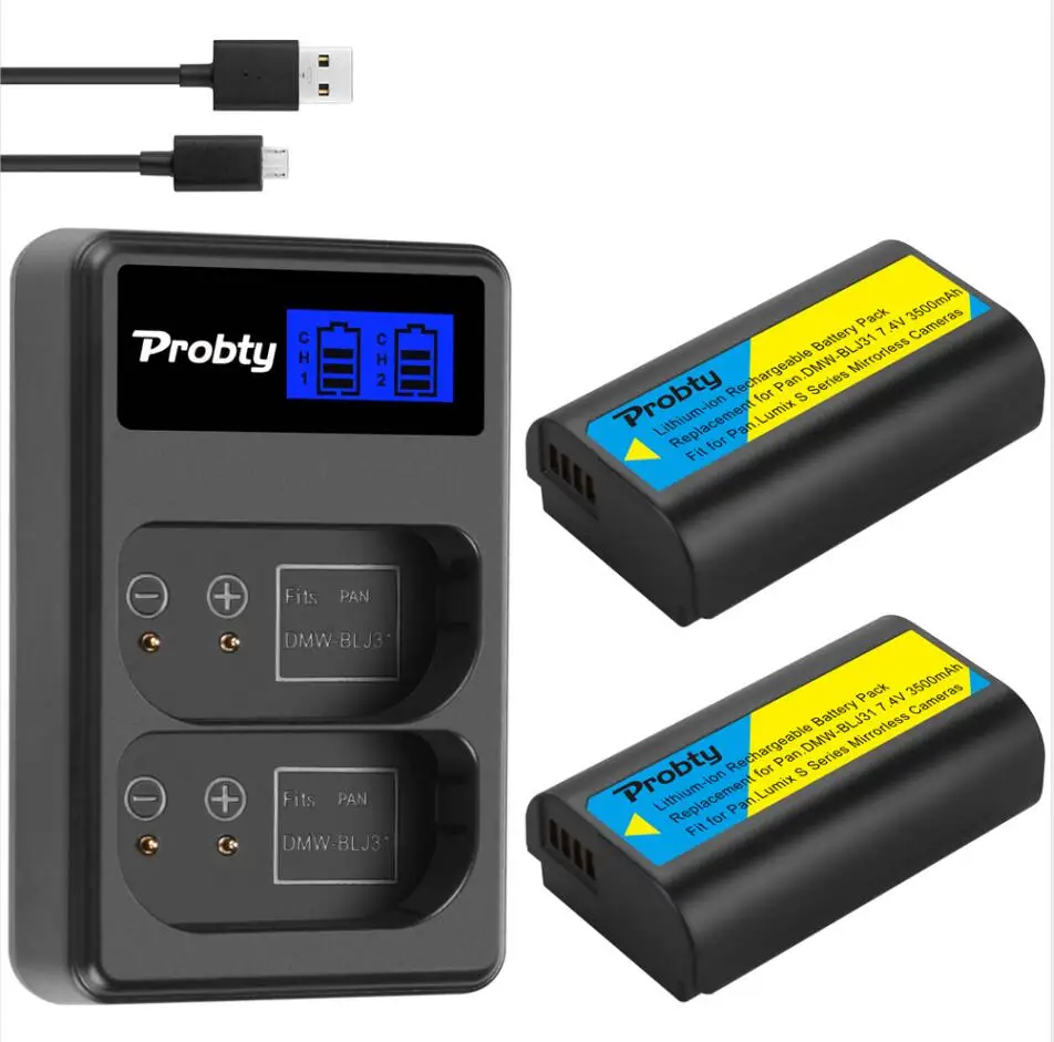 2BatteryWithCharger PROBTY DMW-BLJ31 DMW BLJ31 батарея+ lcd USB двойное зарядное устройство для Panasonic LUMIX S1, S1R, S1H, LUMIX S серии беззеркальных камер - Цвет: 2BatteryWithCharger